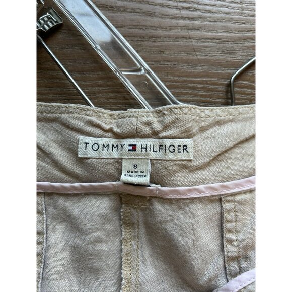 Vintage 90s Tommy Hilfiger Linen Wide Leg Cropped Flowy Pants - Picture 3 of 9